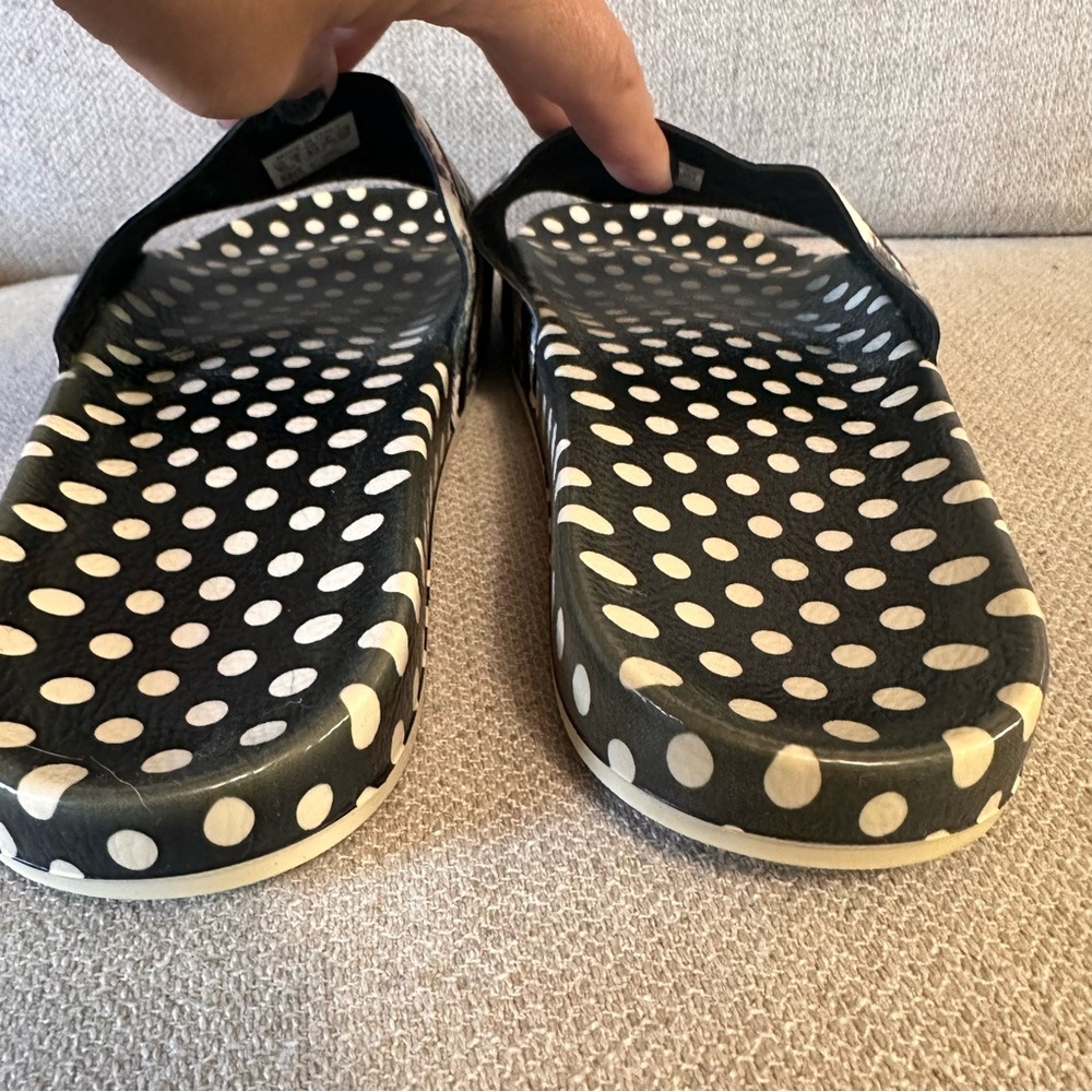 Adidas Adilette Tropical Black and White Polka Dot Slide Sandals FARM Collab - Picture 4 of 8